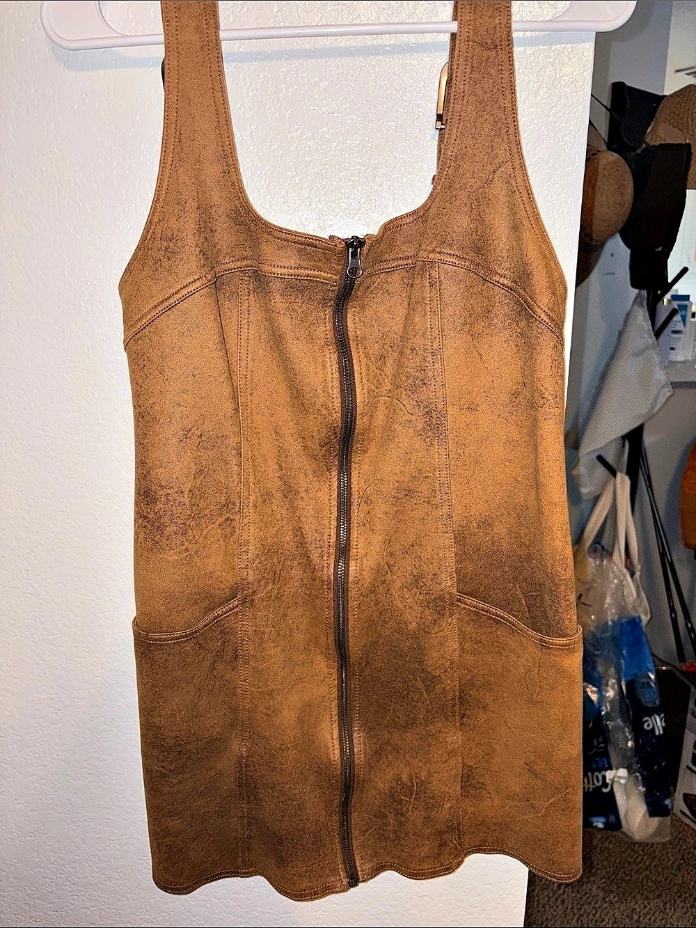 Free People Atlas Suede Mini Dress Brown